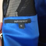 JAYGODFREY Blue Black Mini Dress Women's 10 Mesh Cutouts High Neck Cocktail Photo 6