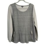 Talbots T by  Grey Striped Sweatshirt Pockets Capsole Minimalist Office Womens 2x Photo 0