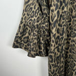 Michael Kors Animal Print Blouse Shirt Tan Black Peasant Flowy Ruffles Sz Large Photo 10