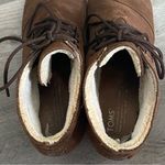 Toms Ankle Booties Suede Wedge Shoes Brown Shearling Lined 9 Photo 8