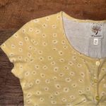 Self Esteem Y2K Yellow Daisy Floral Print Button Down Crop Top Photo 1