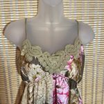 Hale Bob  Silk Floral Baby Doll Spagetti Straps Mini Dress/Long Cami Top Small S Photo 1