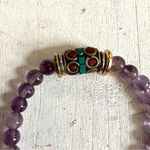 Amethyst stretchy charm bracelet with Indian beads Photo 8