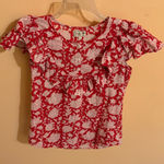 Tuckernuck Mille red Zinnia floral short sleeve blouse Photo 0