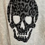 Saks 5th Avenue Saks Fifth Avenue Lightweight Crewneck Skull Sweater Heather Grey SZ Large Photo 5