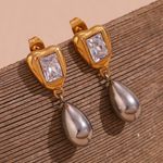 Boutique 18k gold plated stainless steel drop earrings non tarnish waterproof Photo 0