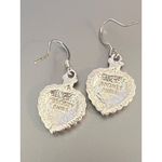 Disney  Heart Shaped Earrings Hidden Mickey Silver Tone Enamel Faux Pearls Bow Photo 2