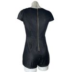 Luxxel Women's Black Short Sleeve Pleated Deep V-Neck Zip Romper Shorts Size S Photo 1