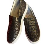 LANVIN Metallic Black Gold Leopard Slip on Brocade Sneaker shoe leather sz 37 Photo 0