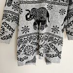 Elephant Cardigan ‎Pattern Sweater Size S Gray Knit Folklore Hippie Boho Photo 7