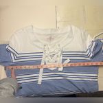 Vineyard Vines  Yacht White Blue Striped Lace Up Cotton Dress Size XL 16-18 Photo 2