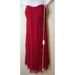 Women’s Red Silk Midi Strapless Cocktail Dress 14 Size L Photo 2