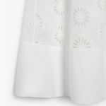 ZARA New High Waisted White Bohemian Embroidered Eyelet Lined Midi Skirt Size M Photo 7