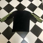 Vintage 90s Y2K Angora Tie Front Cardigan Sweater Black Lime Green Floral Large Photo 5