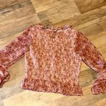 American Eagle  Floral Long Sleeve Smocked ruffled bodice Blouse size small Photo 7