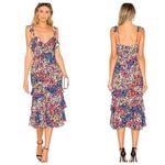 Majorelle  Nolita Dress Womens Large Midi Floral Dress Patchwork Revolve Ruffle Photo 11