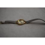 Charming Charlie  Gold Tone Rhinestone Accent Black/White ZigZag Band Watch Photo 2