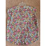 Dear John  Colorful Allover Floral Flower Vneck Blouse Shirt Top Womens Large Photo 5