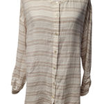 Saint Tropez West 100% Linen Striped Button Up Tunic Top Resort Coastal Euro Summer Cruise‎ Size M Photo 0
