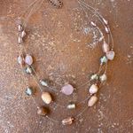 Beautiful wire stone beaded layered pastel color necklace Pink Photo 2