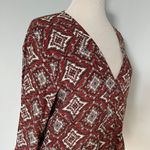 H&M Red Maroon White Vneck Long Sleeve Dress Photo 5