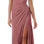 NWT Dusty Rose Mermaid Bridesmaid Formal Dress Long Chiffon with Slit Size 14 Pink Photo 0