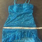 Women’s Blue Sequined Short Prom Party Homecoming Dress Ruffle Hem Size 8 Photo 8