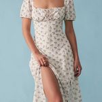 Rihoas Short Sleeve Floral Ruched Midi Dress Purple Size M Photo 0