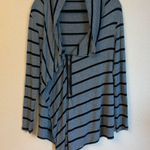 Guess JEANS Size MEDIUM Gray Black Striped Asymmetrical Zip Front Cardigan Top Photo 1