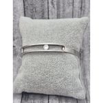 None Silver Stainless Steel Hinged Bangle Bracelet with Sliding Clear Crystal Accent Photo 4