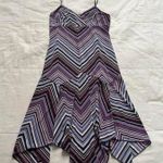 Y2K Purple blue striped chevron midi dress spaghetti straps and asymmetrical hem Size M Photo 0