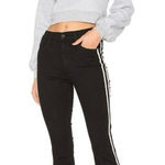 MOTHER Insider Crop Step Fray Jean in Guilty Racer Stripe Sz 27 Black Photo 0