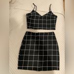 Forever 21 NEW Grid Striped Black Skirt Set S Photo 1