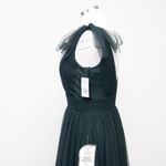 Betsy and Adam  - Hunter Green V-Neck Sleeveless Tulle  Gown Photo 9