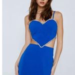 Nasty Gal NWT  Premium Diamante Heart Detail Tailored Dress in Blue Size 10 Photo 0