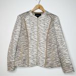 Lafayette 148 New York Beige Linen Blend Zip Up Blazer Size 14 Tan Photo 0