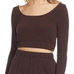 4th & Reckless Ribbed long sleeve Crop Top v back Brown Size L Photo 1