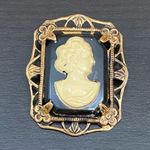 Vintage Old Celluloid Cameo Ornate Victorian Brooch Photo 1