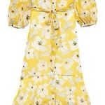 Banana Republic  yellow floral longsleeve preppy boho tiered tie maxi dress 0 NWT Photo 1