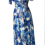 Indigo Rose Blue and White Tropical Pattern Maxi Dress Small Photo 2