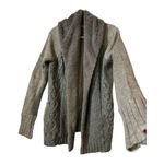 Mystree Women's Grey Angora Blend Chunky Cable-Knit Open front Cardigan L Fur Photo 2