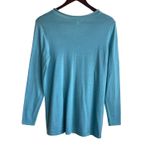 J Jill Women Sweater‎ S Turquoise Lightweight Merino Wool Workwear Quiet Luxury Blue Photo 2