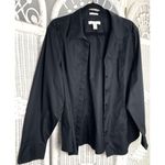 Chico's Black Structured Blouse Hidden Button Front Modern Minimalist Luxe 3 XL Photo 0