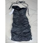 LaQuan Smith  Leather Ruched Leather Halter Mini Dress in Black Small New Womens Photo 5