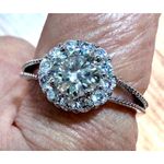 1 ct Moissanite Round Cut Ring with Moissanite Accents Size 8 Silver Photo 7