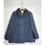 Just Ruby Women's Blue Pea Coat Jacket with Black Collar Size L Photo 1