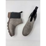Sorel Boots Gray Leather Emelie Chelsea Ankle Bootie Pull On NL3719-052 US 8 Photo 4