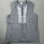 J.Crew Chambray Sleeveless Ruffle Scallop Top Women's 4 Gray Blue Button E9030 Photo 0