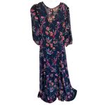 Calvin Klein Jeans Calvin Klein Women's Navy Blue Floral Chiffon High Low Maxi Dress 4 - NWT Photo 3