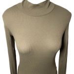 Cotton Citizen Ribbed Mock Neck Long Sleeve Top Small Taupe Stretch Minimalist Photo 4